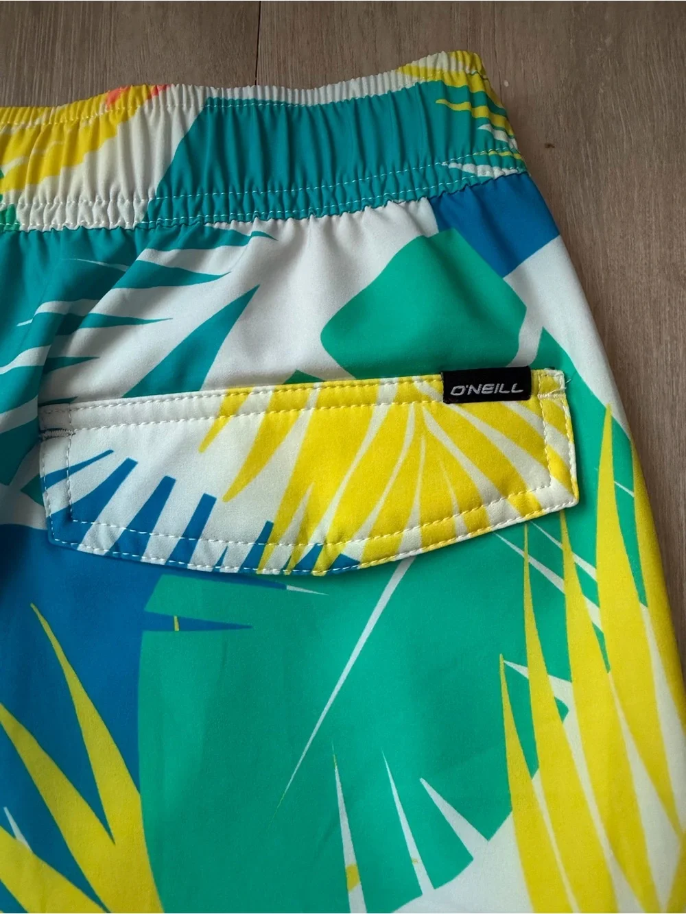 O'Neill youth Coral, Teal & Yellow Tropical Board Shorts